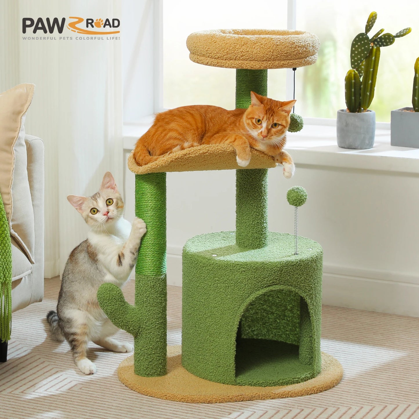 Flower Cat Tree for Indoor Cats with Soft Condo and Toys
