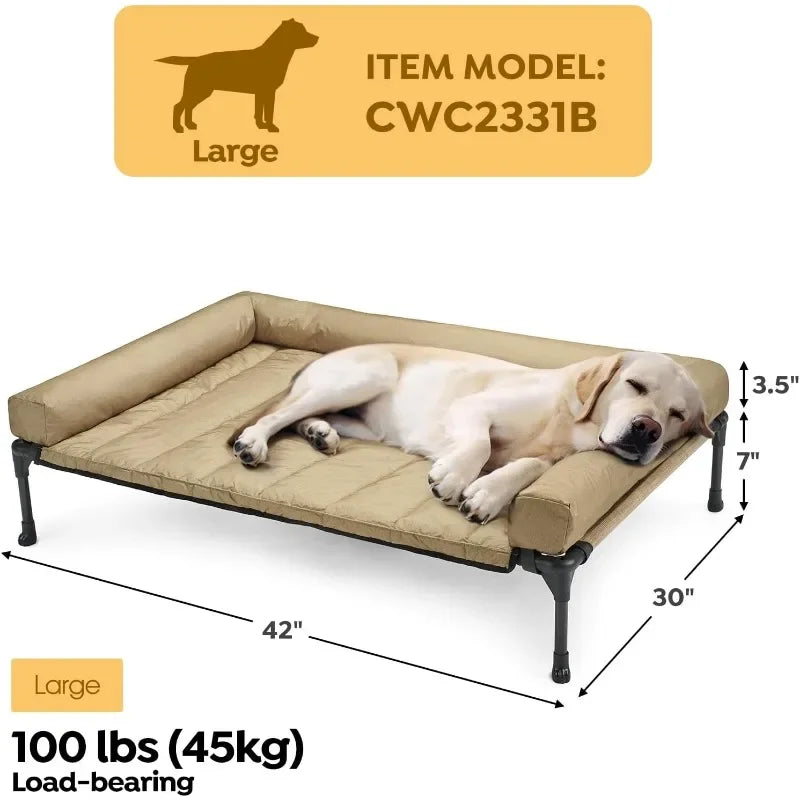 Cooling Elevated Dog Bed with Waterproof Pillow-Top Mat