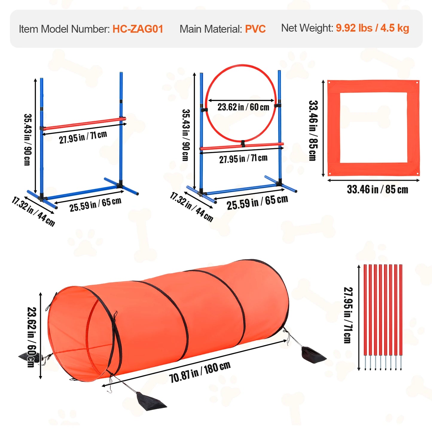 VEVOR Dog Agility Hurdle Cone Set for Puppy Obstacle Course