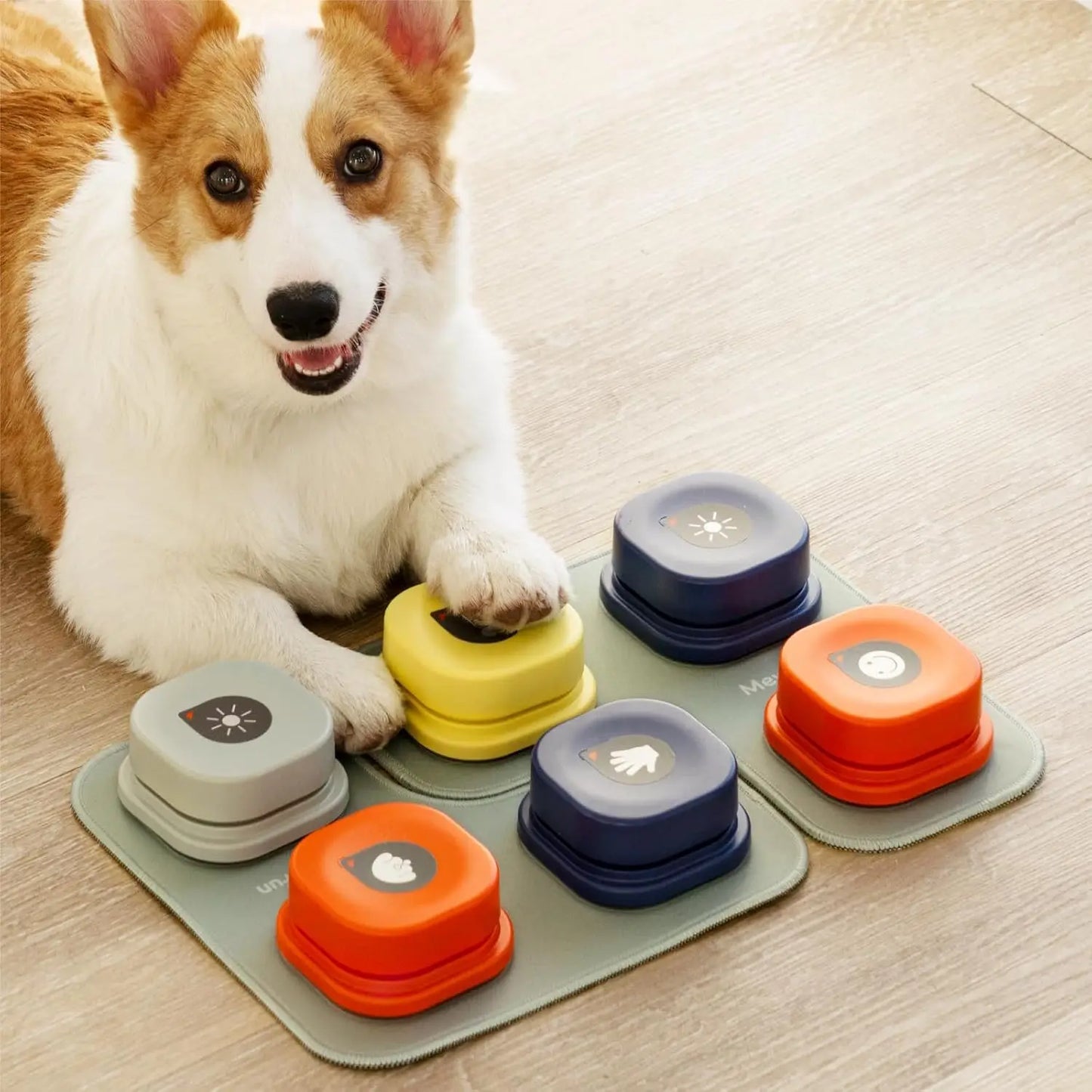 Mewoofun Dog Buttons with Rubber Mat Recordable Dog Talking Buttons Set