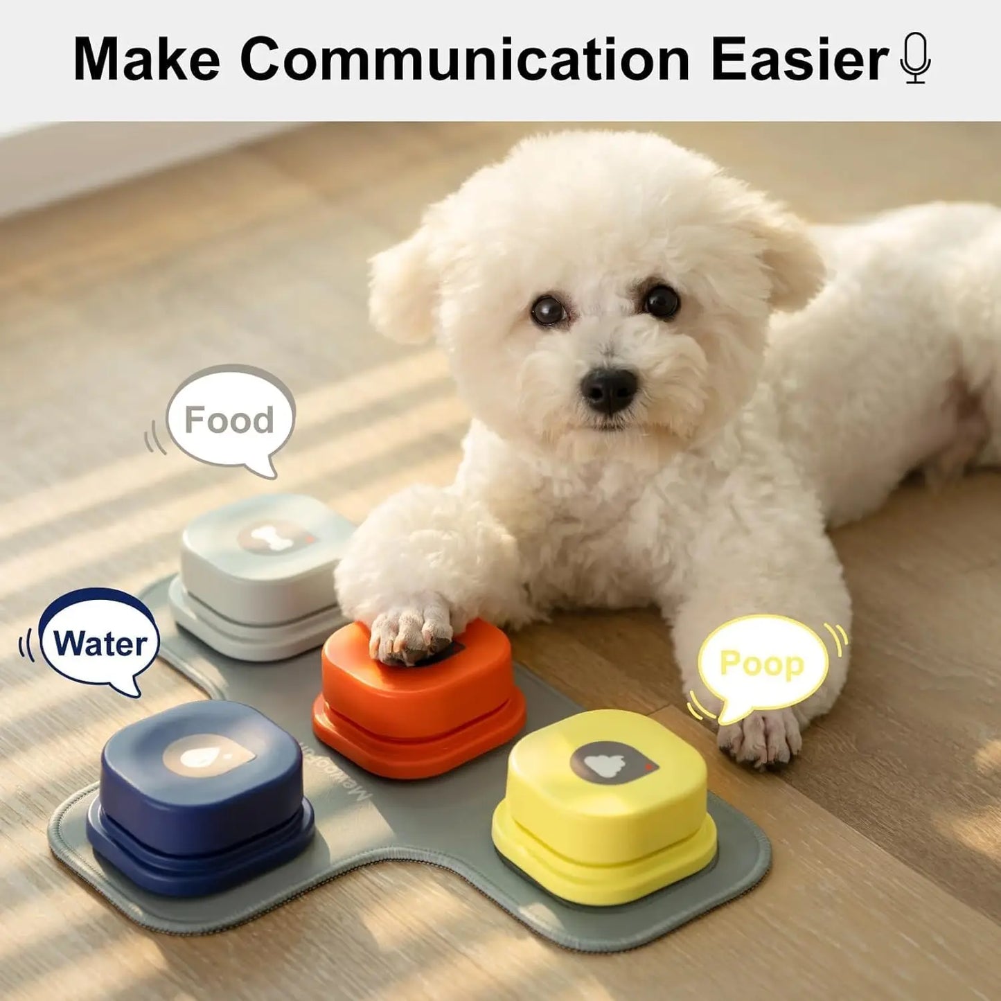 Mewoofun Dog Buttons with Rubber Mat Recordable Dog Talking Buttons Set