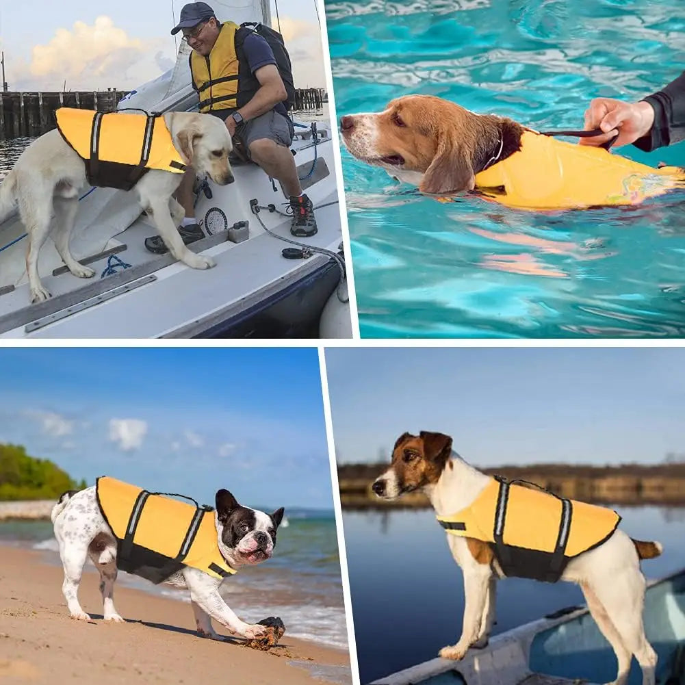 Ripstop Reflective Adjustable Life Jacket for Dogs Swimming