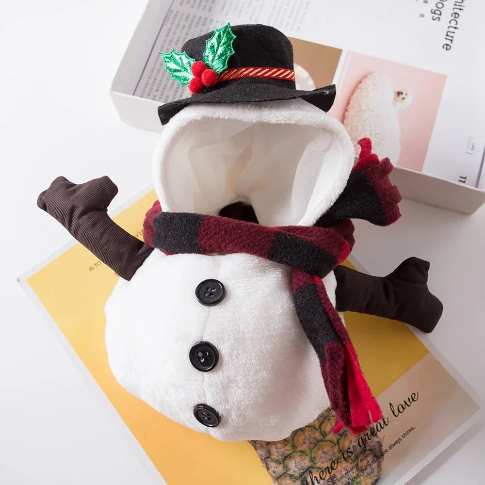Christmas Snowman Dog Costume Outfits Winter Warm Puppy Cat Apparel