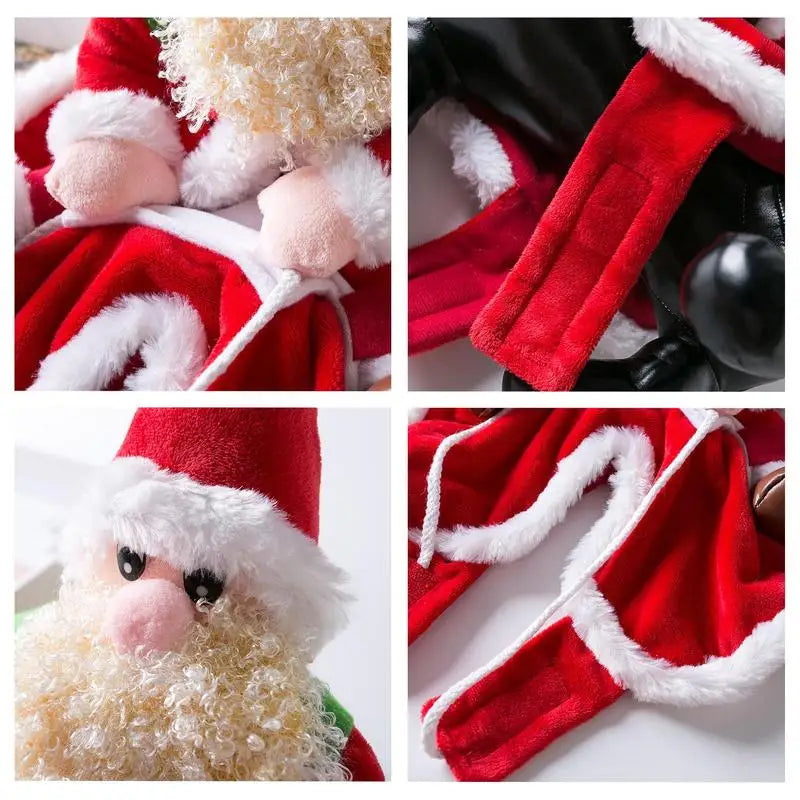 Christmas Dog Costume Santa Claus Clothes Funny Outfit Hat