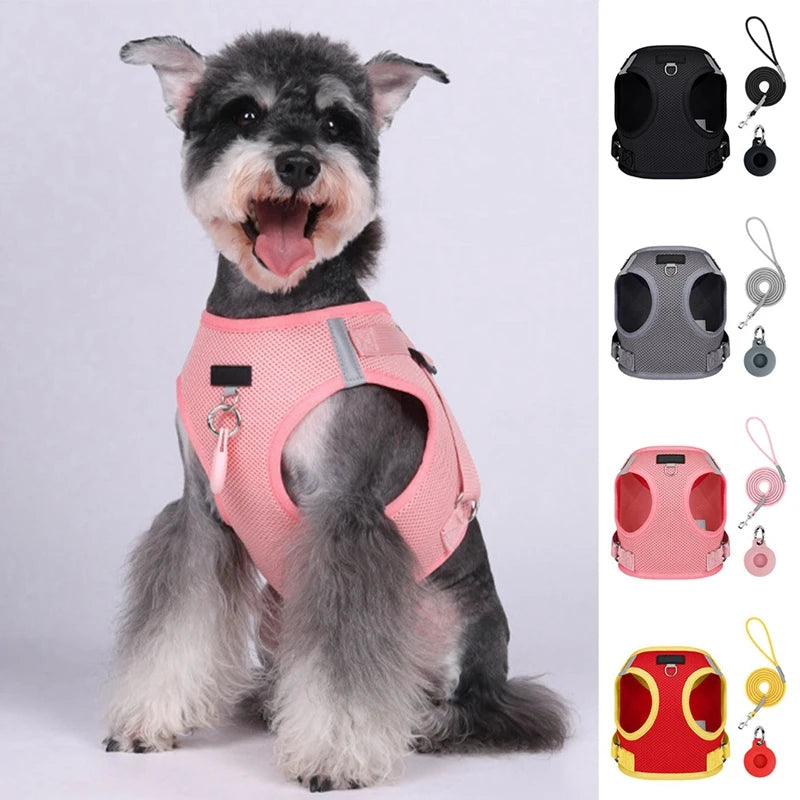 Pet Harness With Airtag Tracker And Leash Sets For Dogs