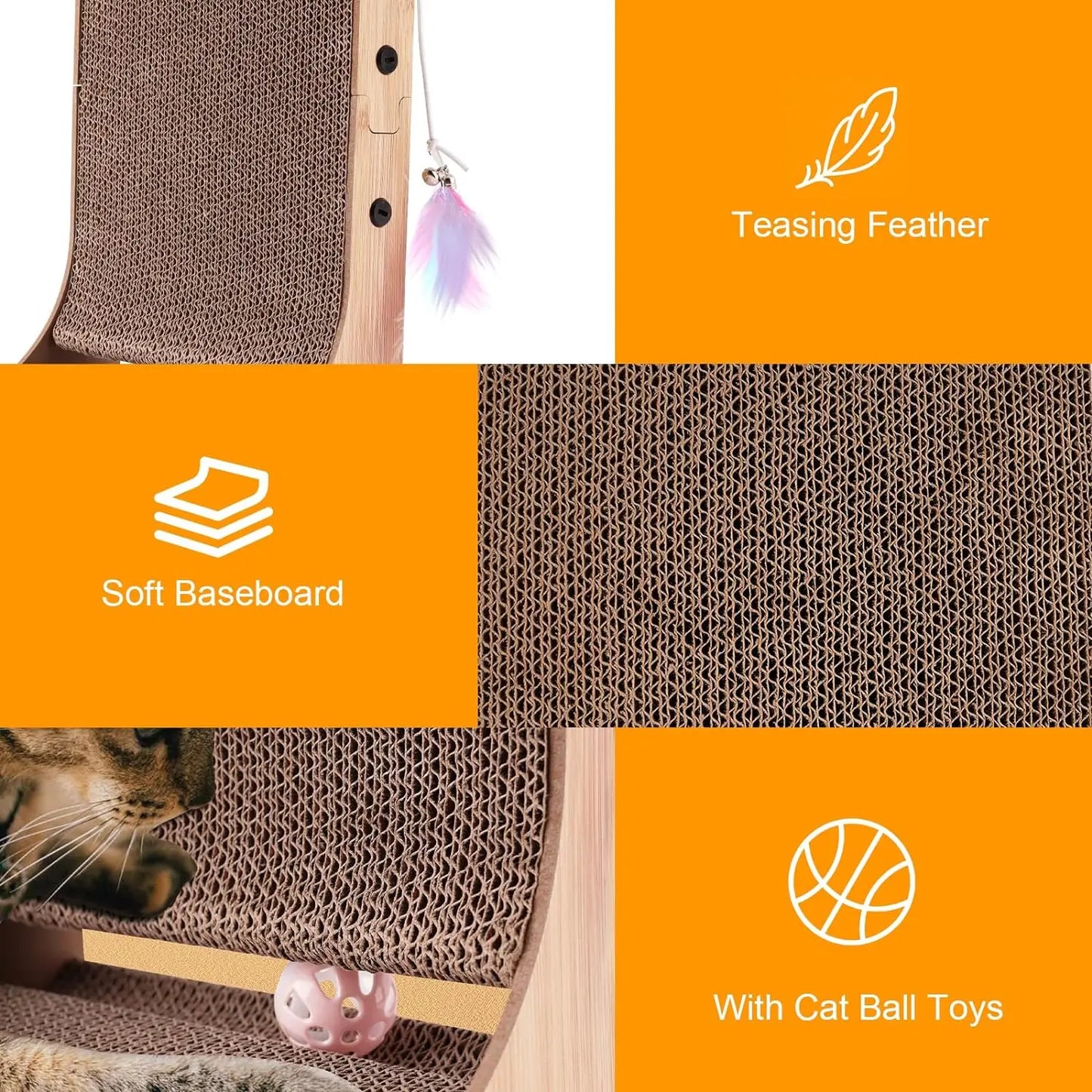 L Shape Cat Scratcher 23.6 Inch Cardboard Scratch Pad