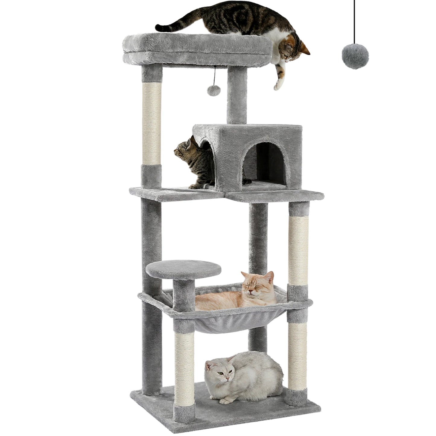 Cat Tree for Indoor Cats 5-Level Tower with Large Hammock
