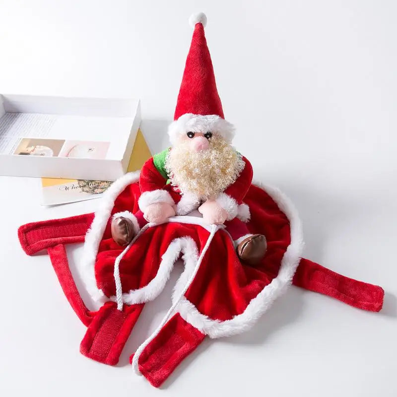 Christmas Dog Costume Santa Claus Clothes Funny Outfit Hat