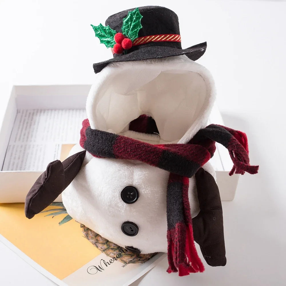 Christmas Snowman Dog Costume Outfits Winter Warm Puppy Cat Apparel