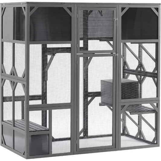 Cat House Catio Enclosure with Enter Door, Bouncy Bridge