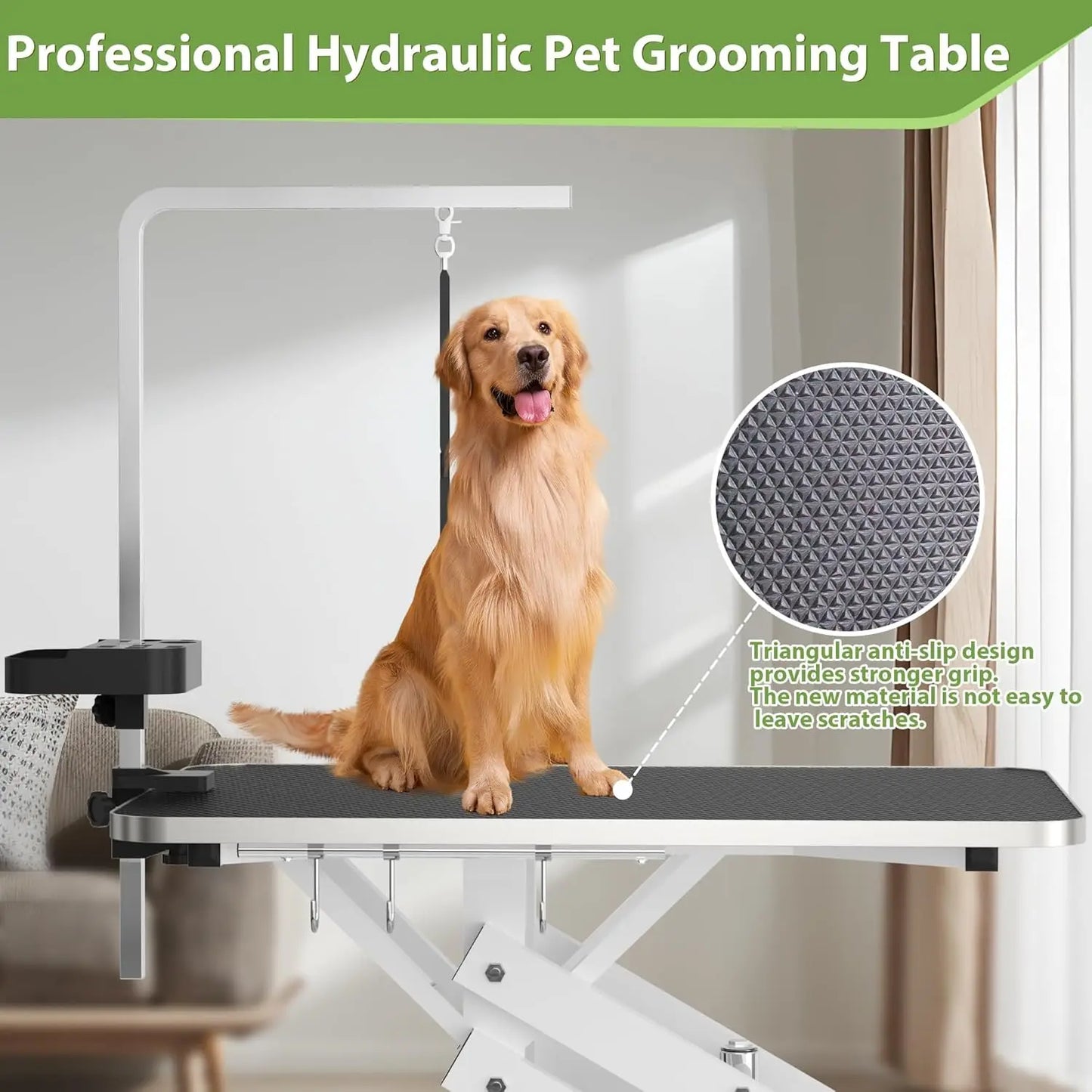 Hydraulic Pet Grooming Table w Anti-Static Top 330LBS