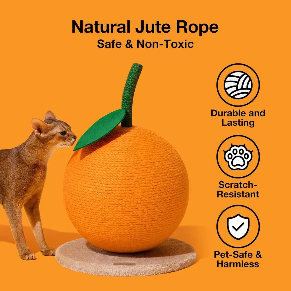 Orange Cat Scratching Post, Cute Sisal Cat Scratcher