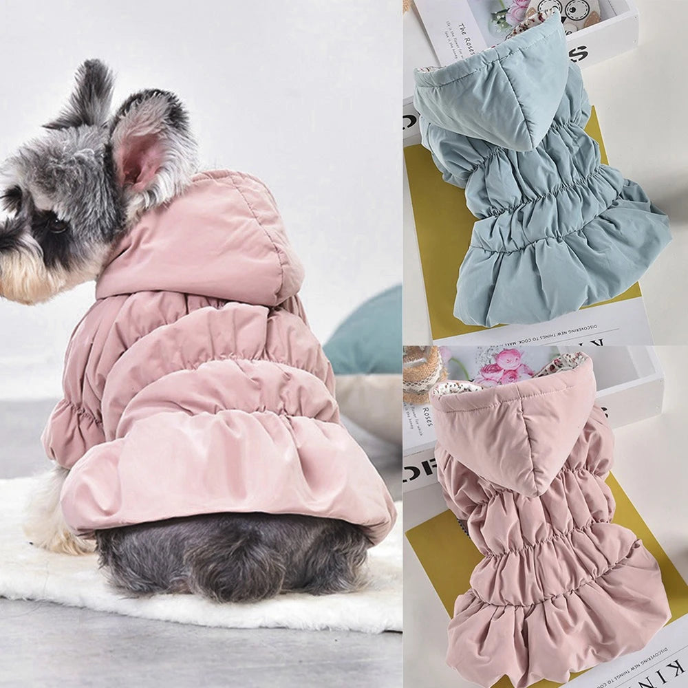 Winter Warm Pet Dog Coat Dogs Hoodies Cute Floral Dress
