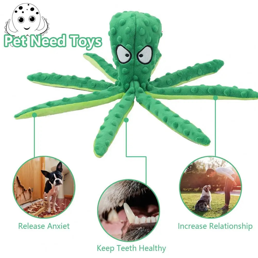Pet Plush Toy Octopus Dog Interactive Indestructible Squeaky