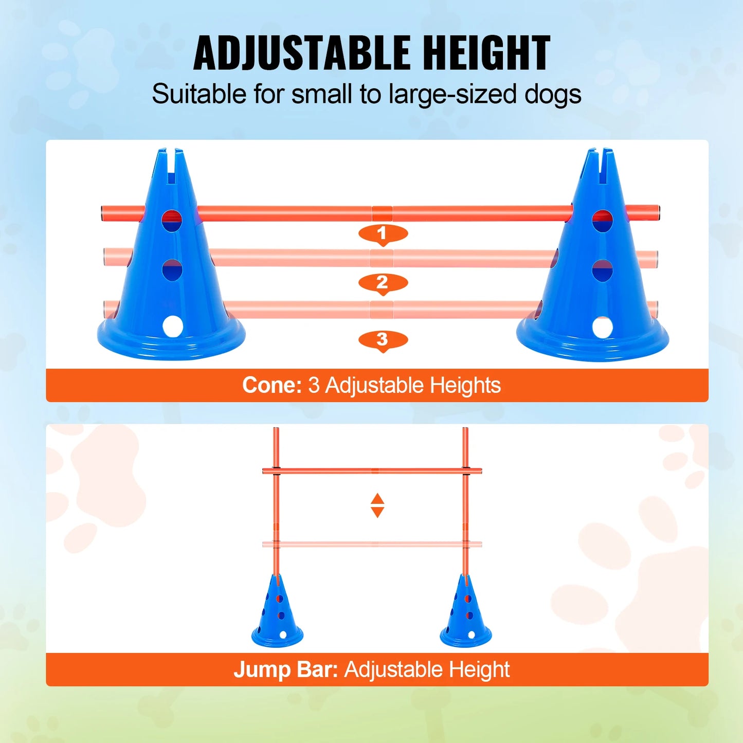 VEVOR Dog Agility Hurdle Cone Set for Puppy Obstacle Course