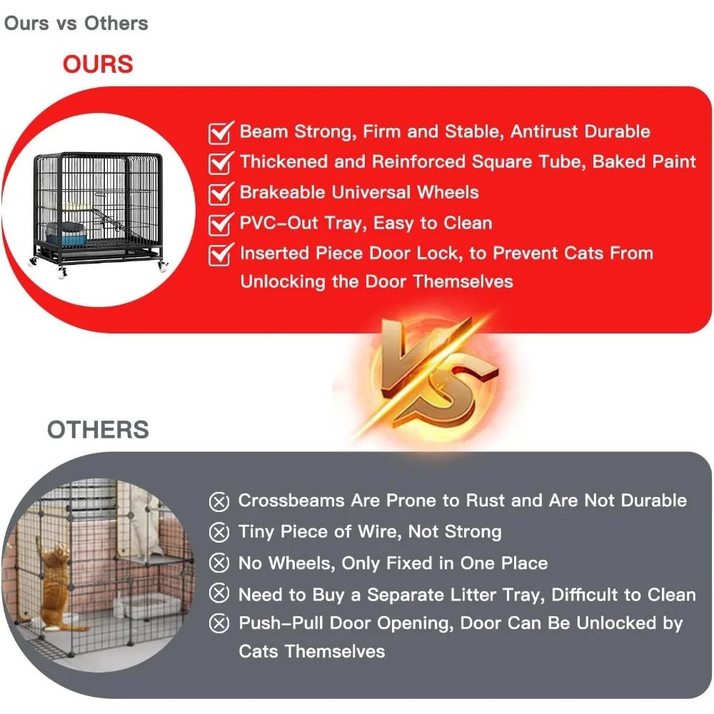 Large Cat Cage Indoor: Metal Cat Enclosure for Indoor Cats