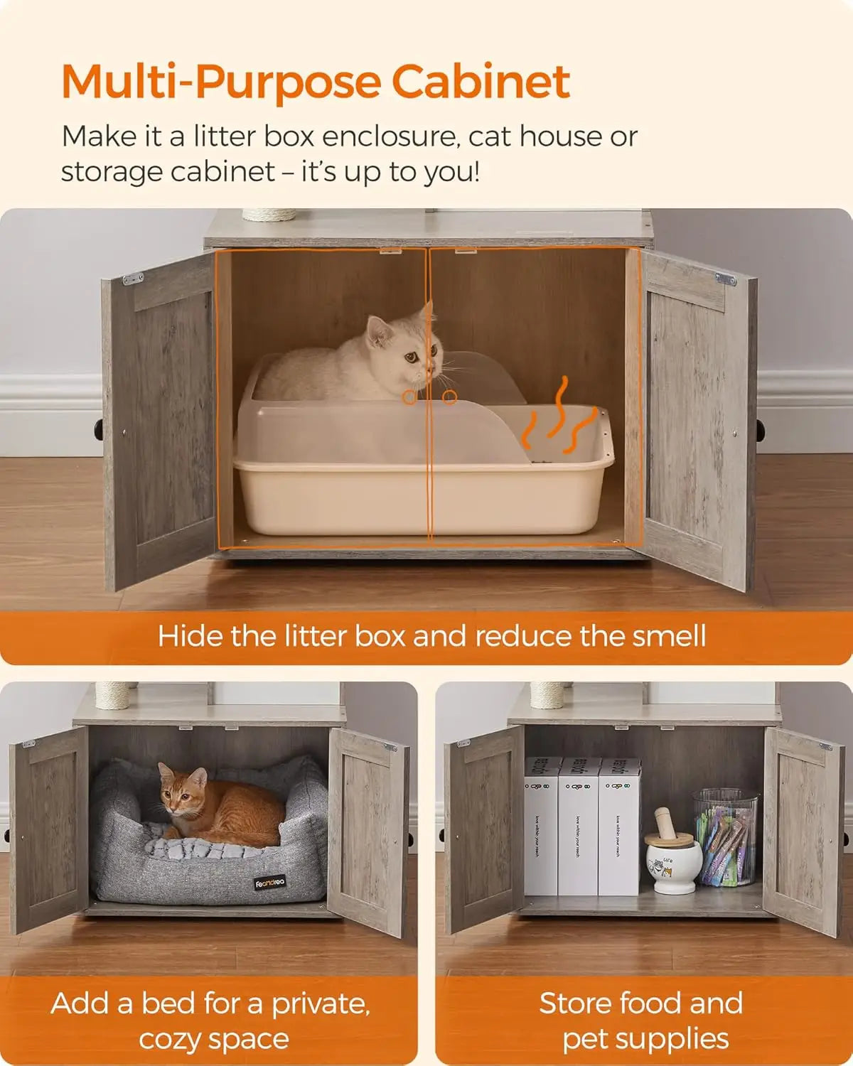 Cat Tree With Litter Box Enclosure, 2-in-1 Modern Cat Tower