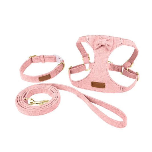 Soft Breathable Dog Collar Harness Leash Set for Small Dogs