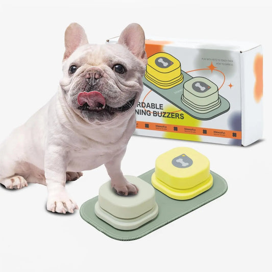 Mewoofun Dog Buttons with Rubber Mat Recordable Dog Talking Buttons Set