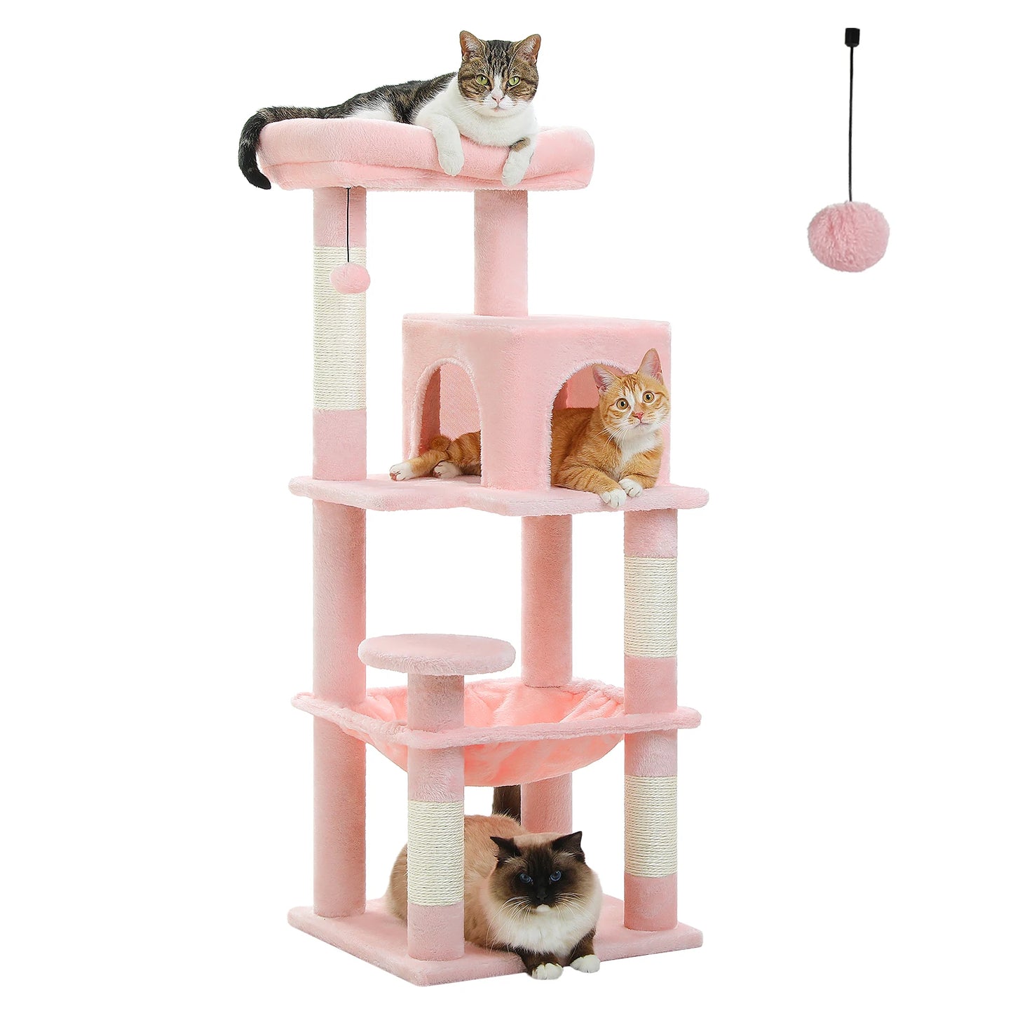 Cat Tree for Indoor Cats, 5-Level Tower with Hammock