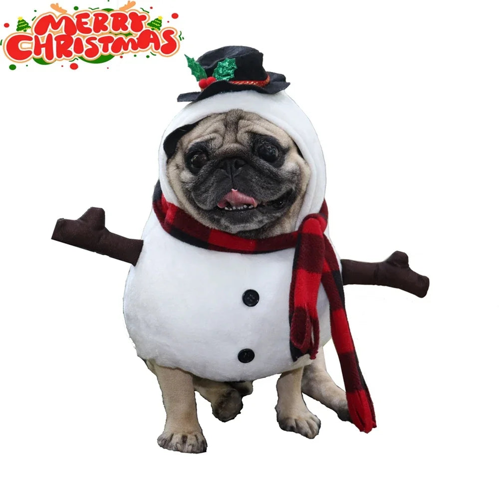 Christmas Snowman Dog Costume Outfits Winter Warm Puppy Cat Apparel