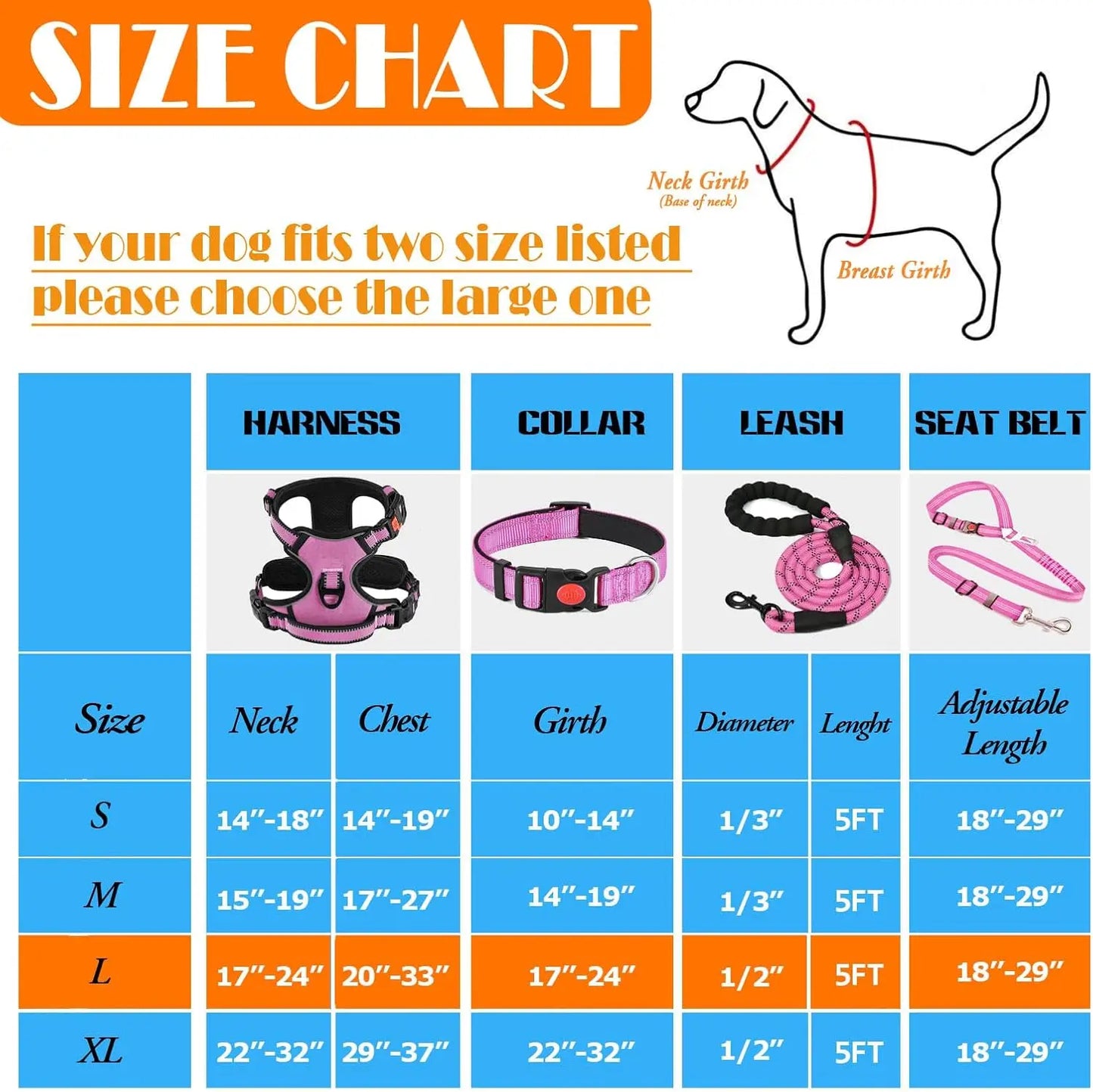 No Pull Dog Harness, Collar & Leash Set with Accessories