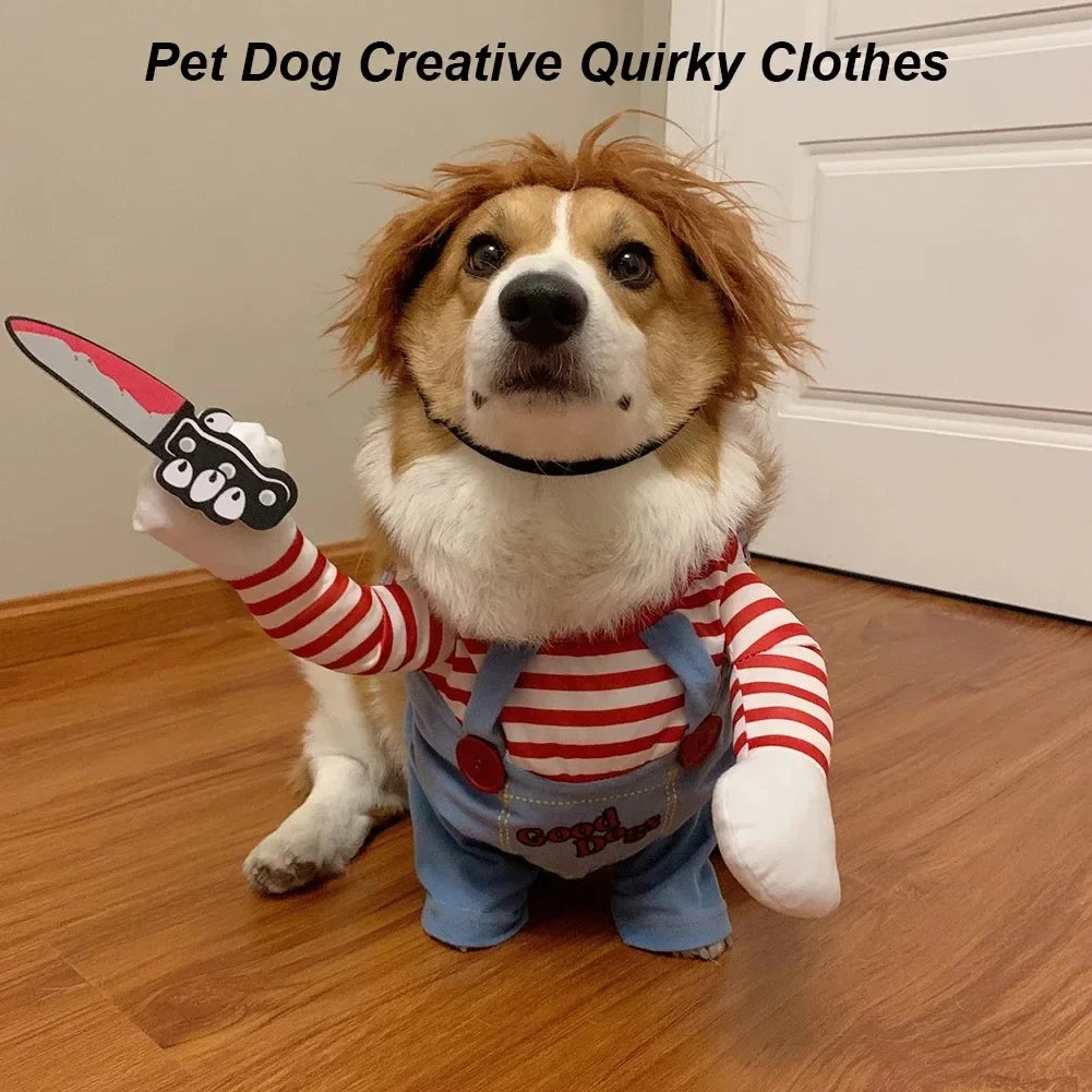 Pet Dog Creative Clothes Quirky Dog Role Playing Costume Holding Knife