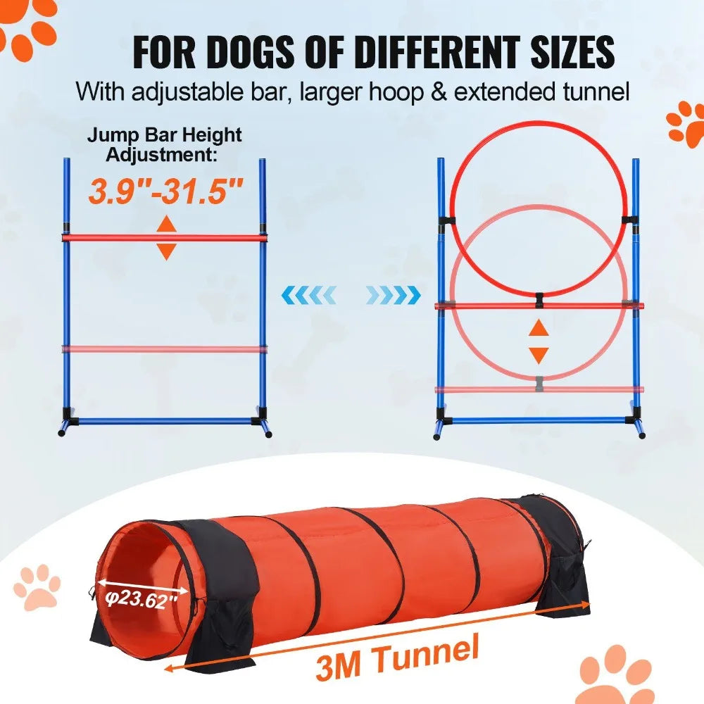 Dog Agility Training Equipment 5 PCS Set Upgrade w/ Hurdles