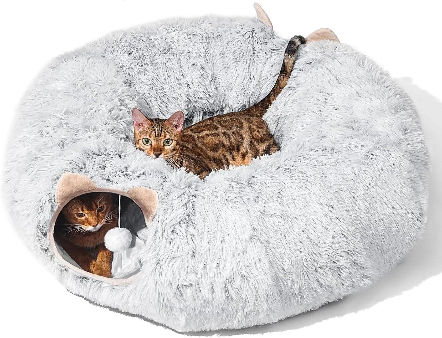 Cat Tunnel With Bed For Indoor Cats Soft Plush Toys
