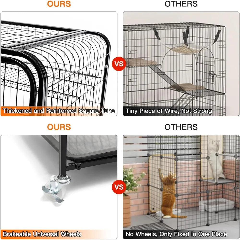 Large Cat Cage Indoor: Metal Cat Enclosure for Indoor Cats