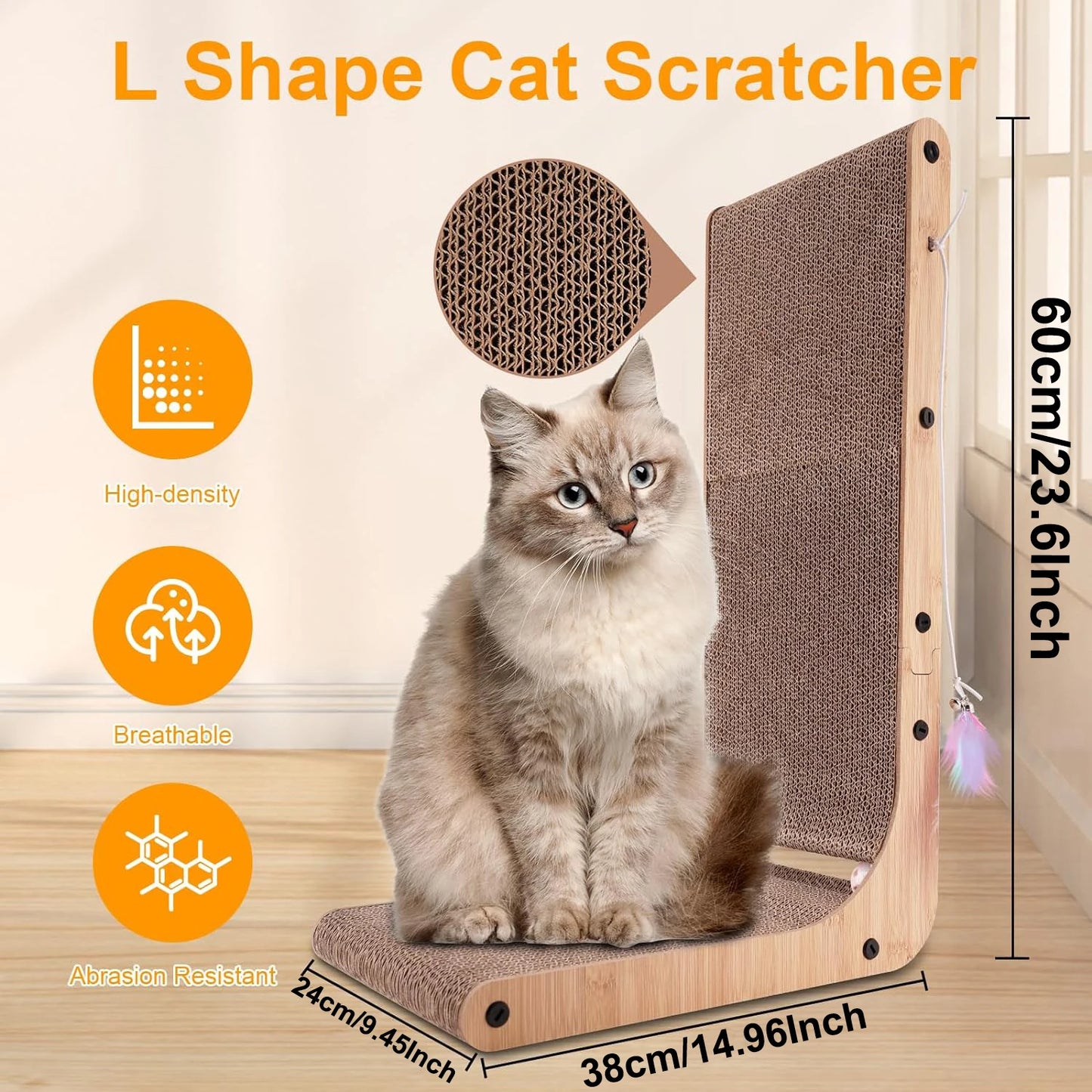 L Shape Cat Scratcher 23.6 Inch Cardboard Scratch Pad