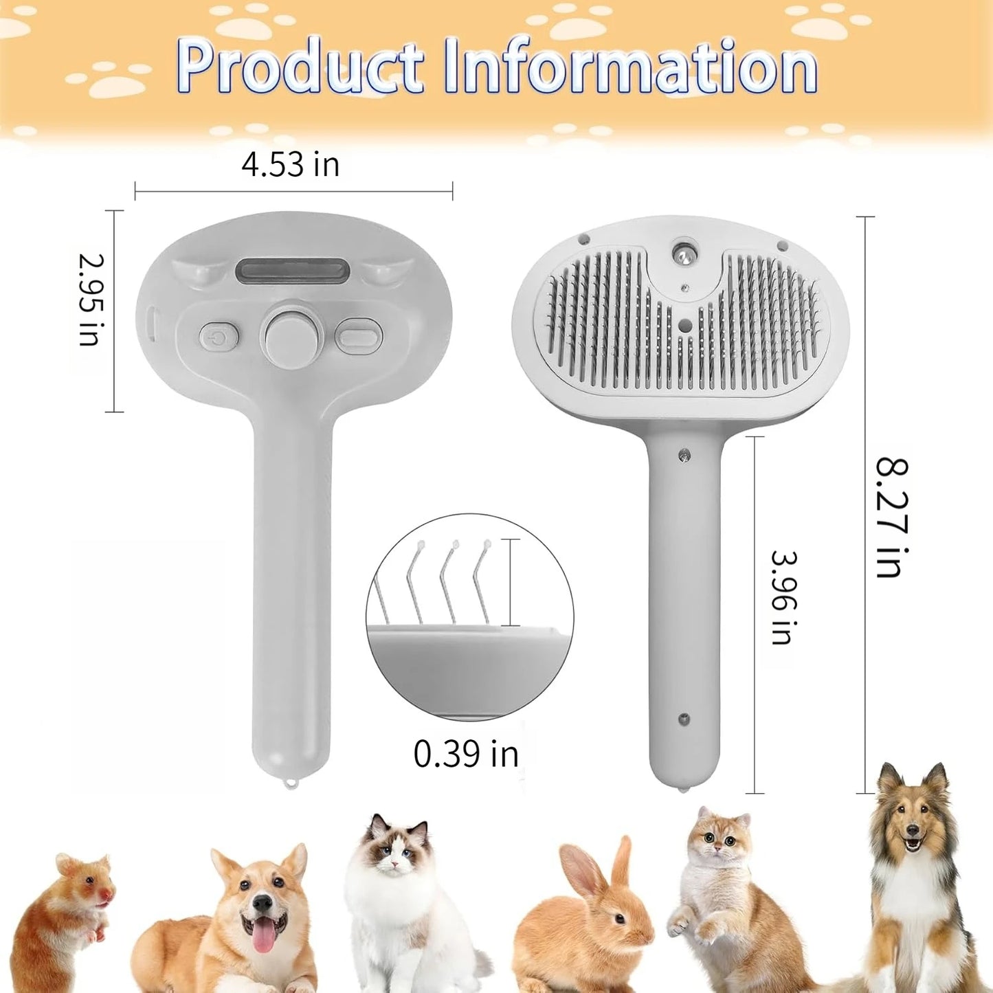 Steam Cat Brush Pet Hair Cleaning Misting Comb for Cats