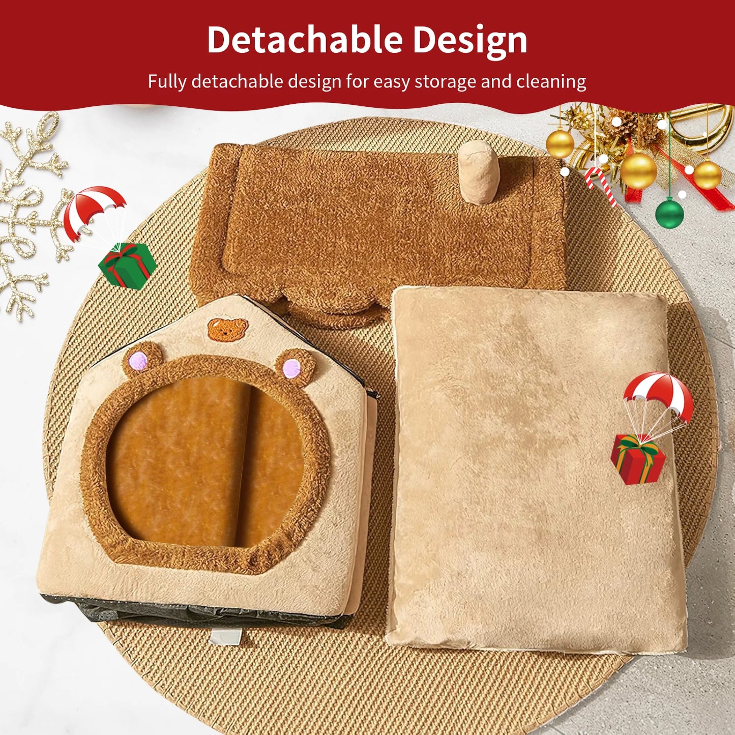 Pet Bed for Cats and Dogs - Cozy Indoor Shelter with Cushion