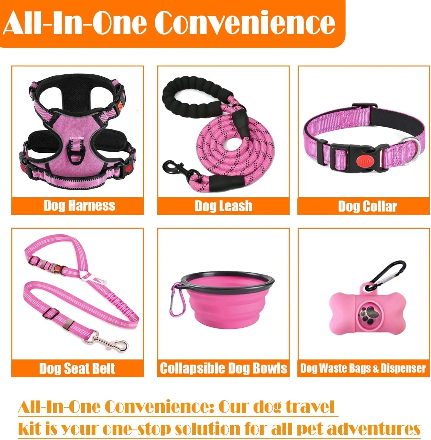No Pull Dog Harness, Collar & Leash Set with Accessories