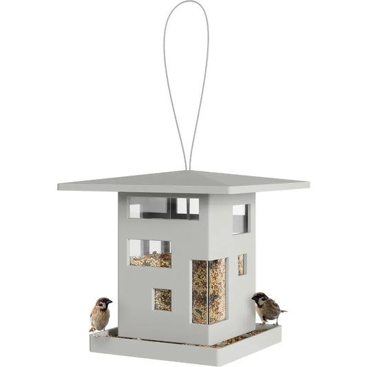 Modern Bird Cafe Feeder with Easy Refill and Tray