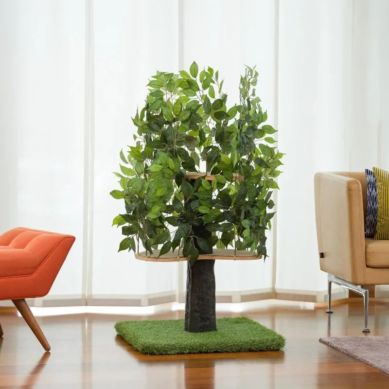 4ft Cat Tree with Leaves Made in USA for Indoor Cats