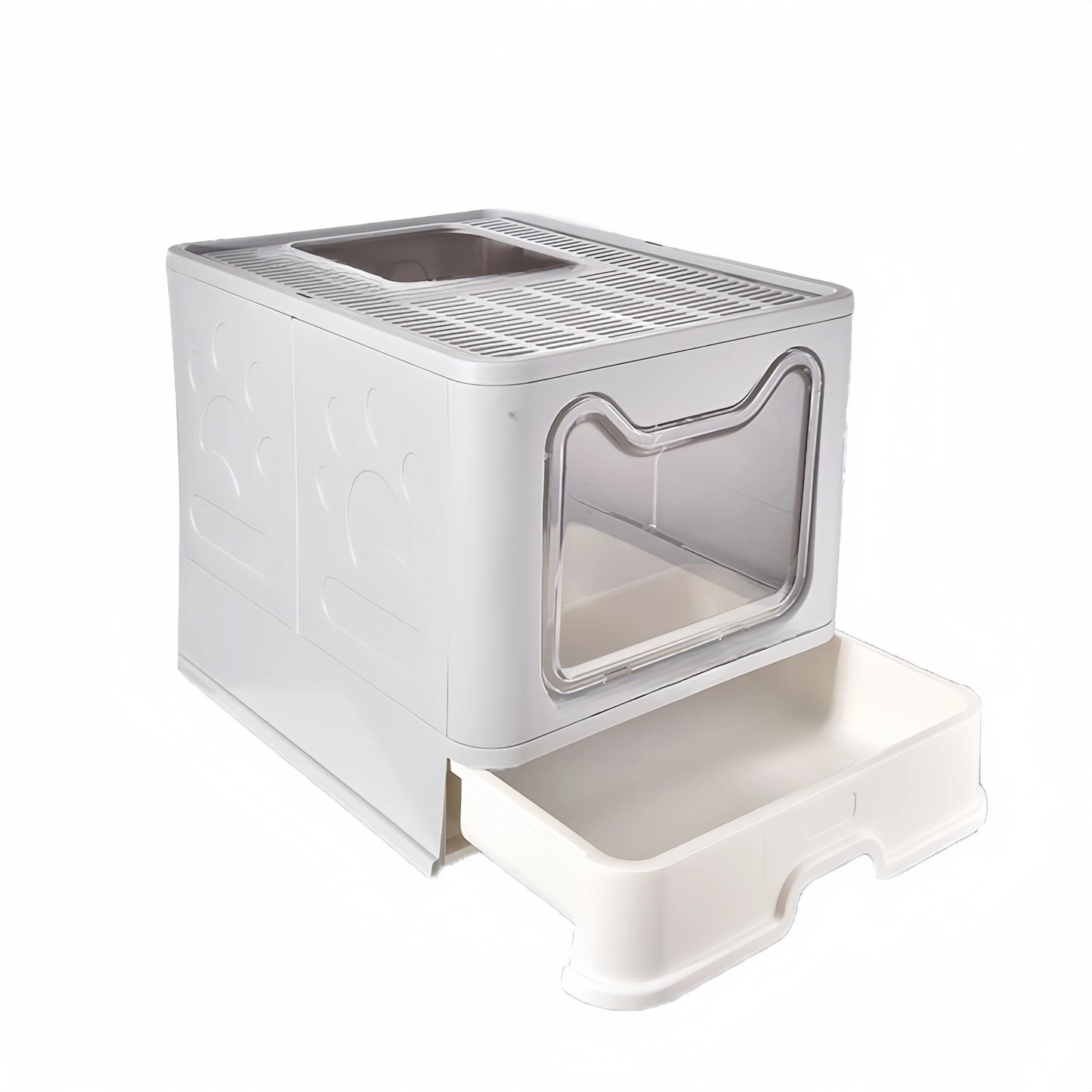 Convenient Foldable Litter Box with Drawer Design and Scooper