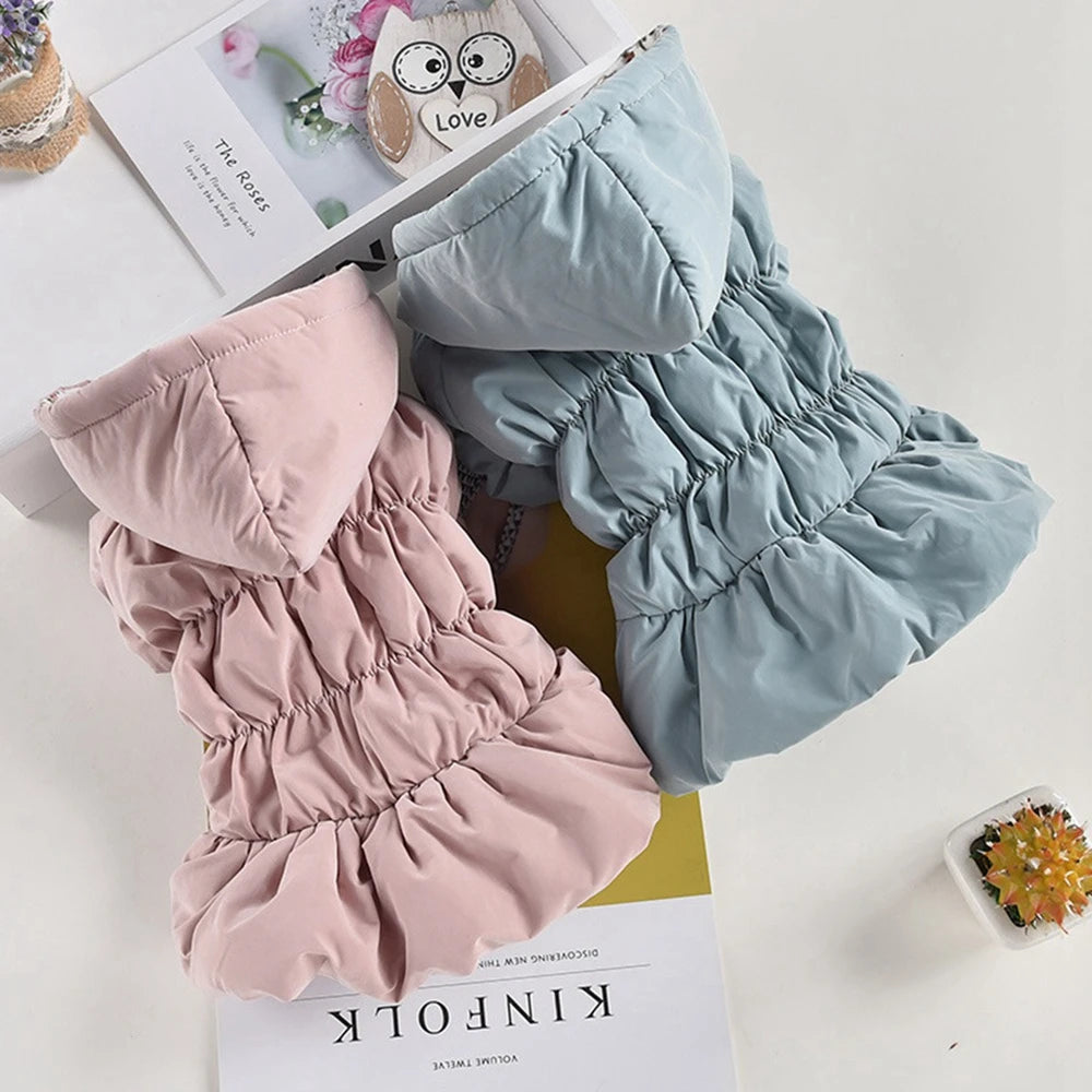 Winter Warm Pet Dog Coat Dogs Hoodies Cute Floral Dress