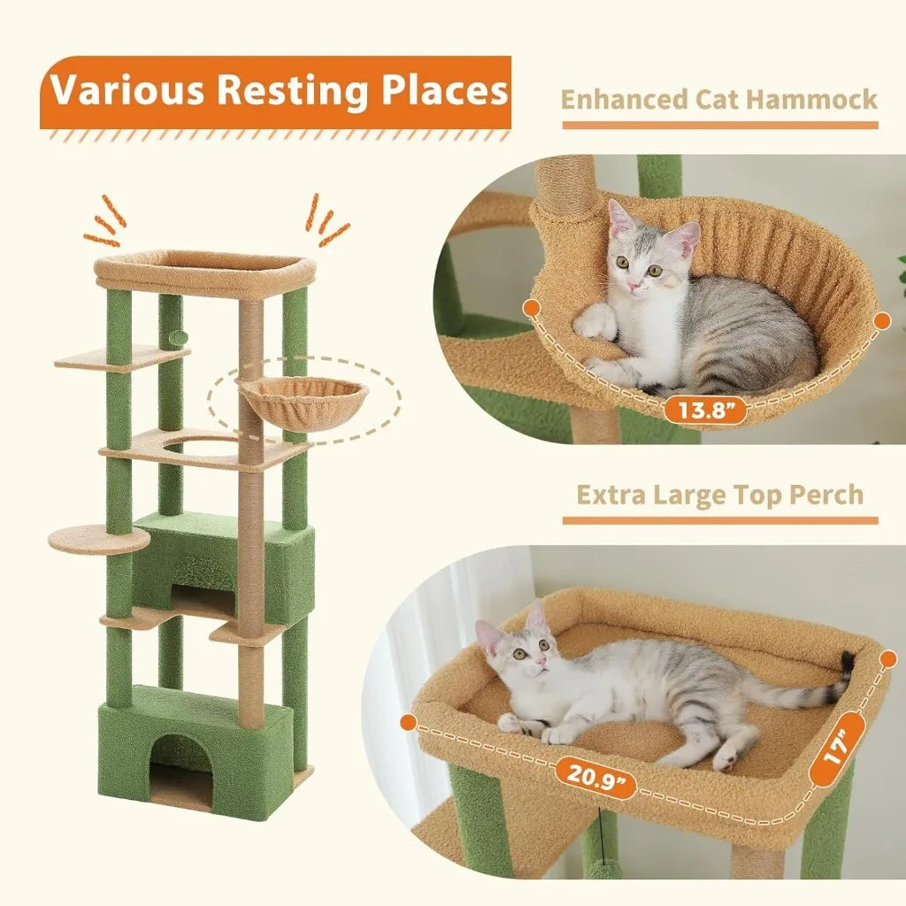 68'' Cat Tree for Large Cats 20 lbs Heavy Duty Tower
