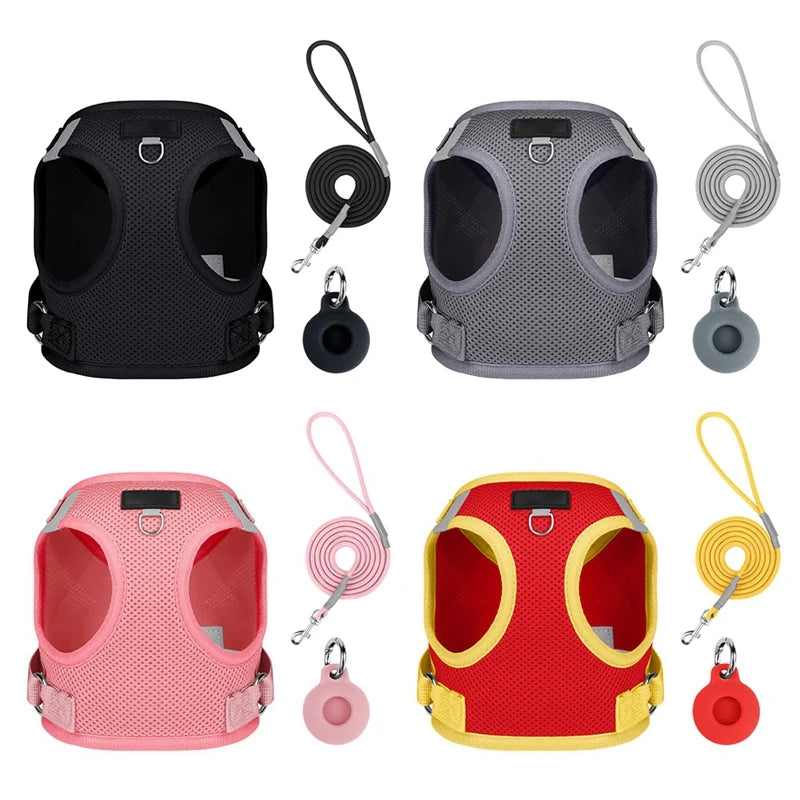 Pet Harness With Airtag Tracker And Leash Sets For Dogs