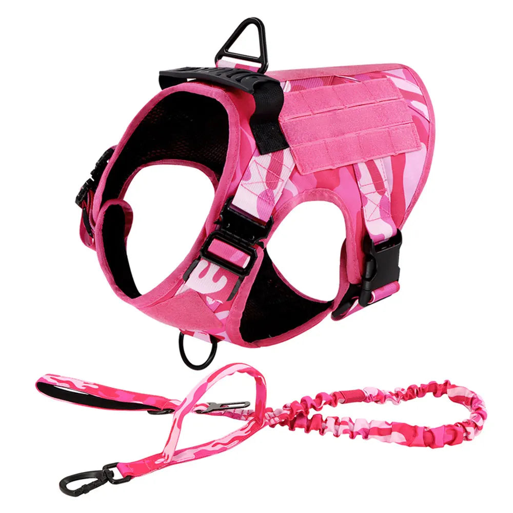 Military Pink Camouflage Dog Harness For Large Medium Dogs