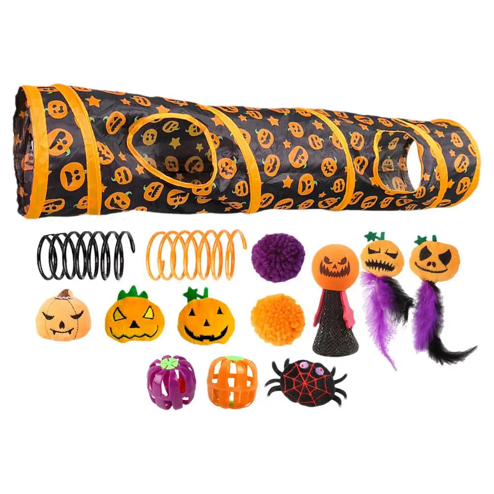 Cat Tunnels For Indoor Cats Halloween Peekaboo Cave Toy