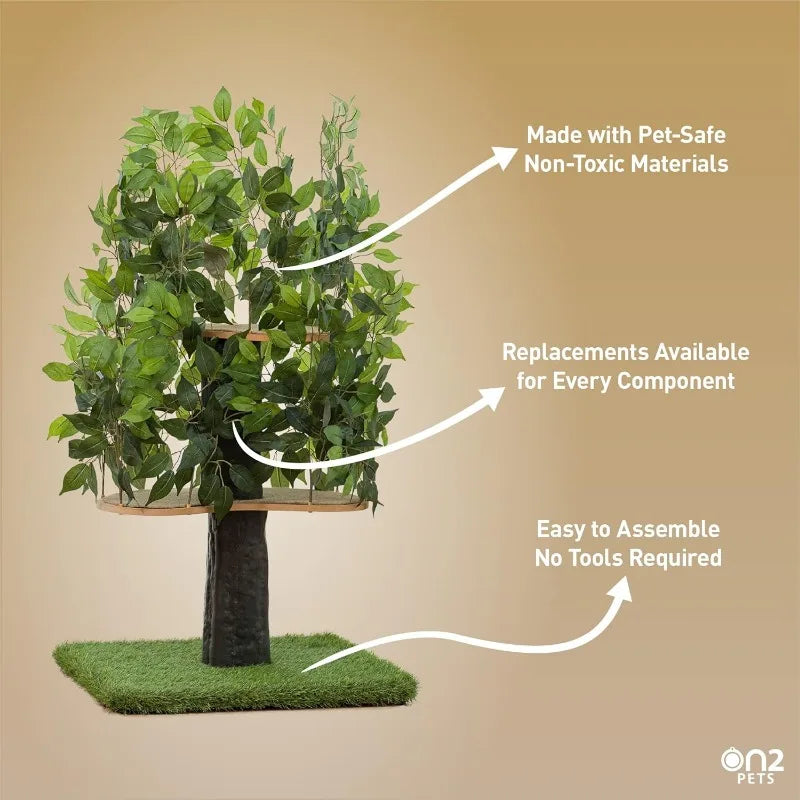 4ft Cat Tree with Leaves Made in USA for Indoor Cats