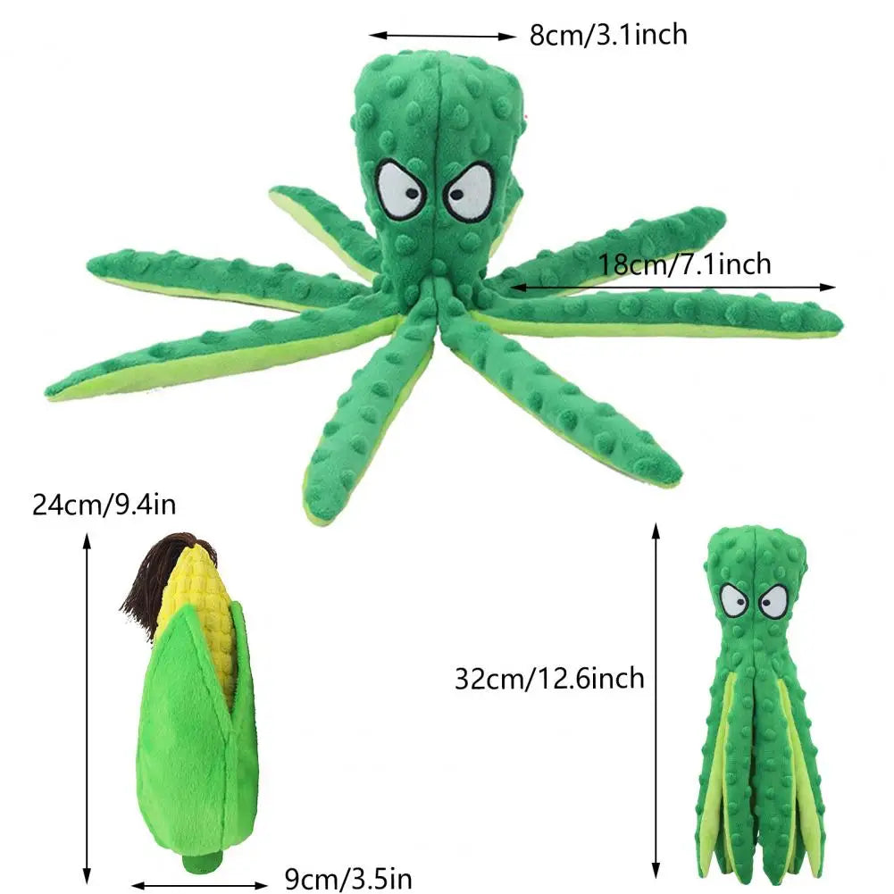 Pet Plush Toy Octopus Dog Interactive Indestructible Squeaky