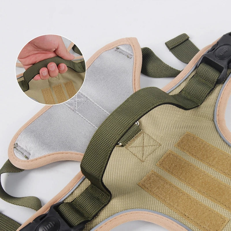 Dog Harness Reflective Medium Large Dogs Tactical Vest 1680D Waterproof Oxford Cloth