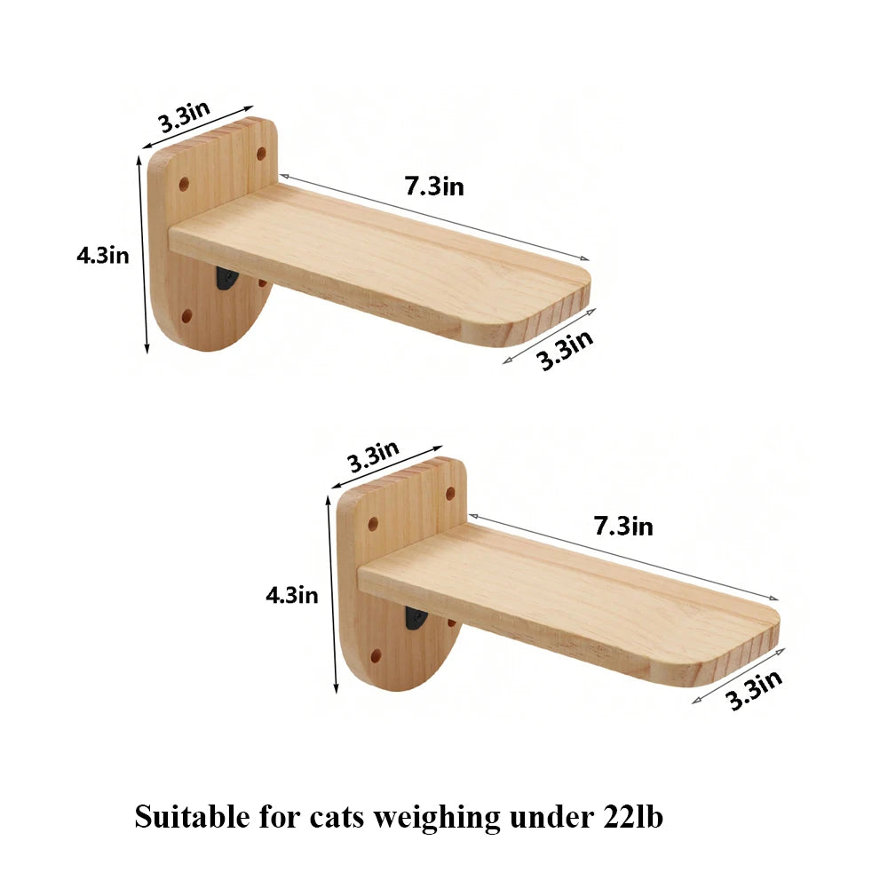 Cat Climbing Shelf Wall Mounted Four Step Stairway With Sisal Scratching Post For Cats