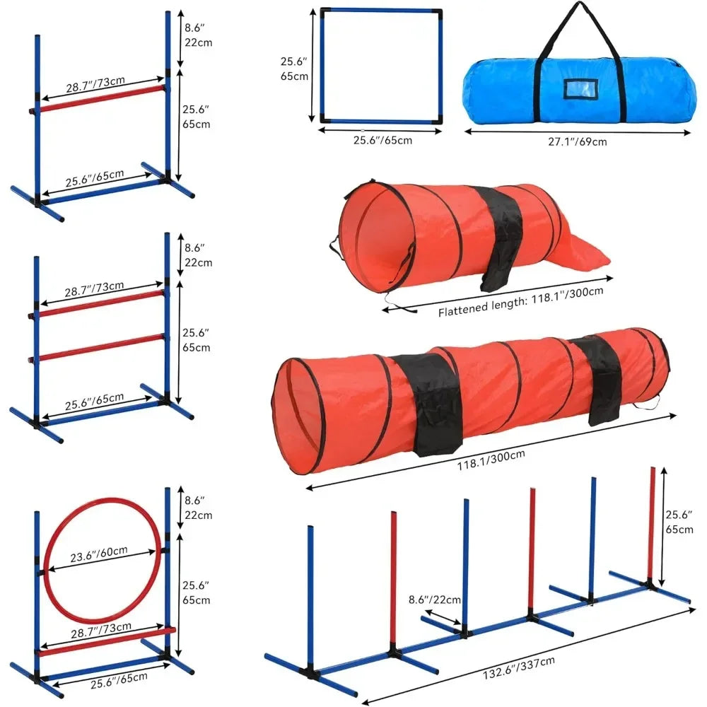Dog Agility Training Equipments: Flirt Pole, Discs, Tunnels, Jumps