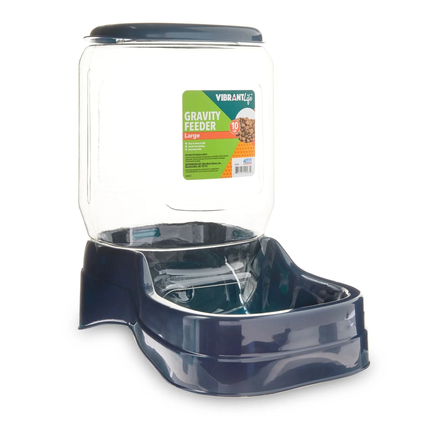 Vibrant Life Gravity Pet Feeder Blue Large 10 Pound Capacity