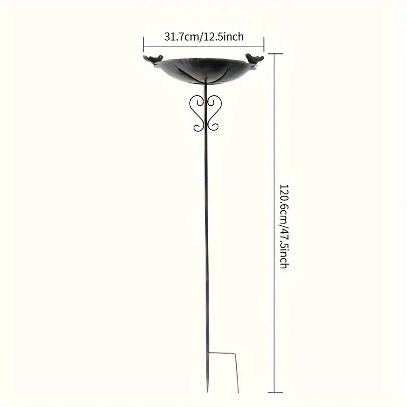 47.5" Metal Leaf-Shaped Bird Feeder Stake for Outdoor Use