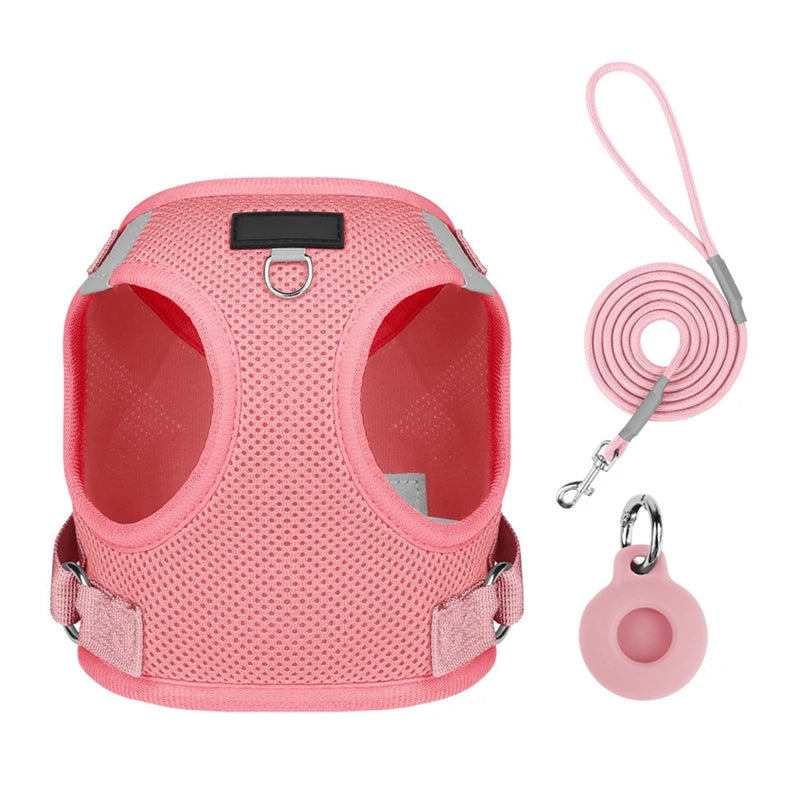 Pet Harness With Airtag Tracker And Leash Sets For Dogs